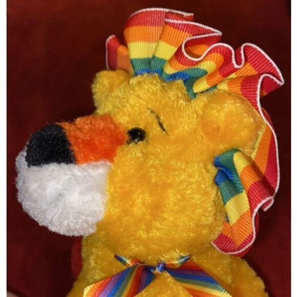 Vintage 1999 Baby Gund Lion With Rainbow Trim & Ribbon HTF - Picture 6 of 10
